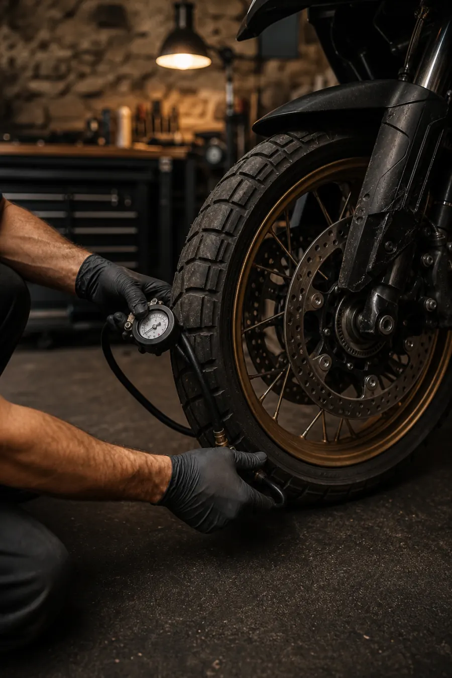 Controllo pressione pneumatici prima della consegna della moto